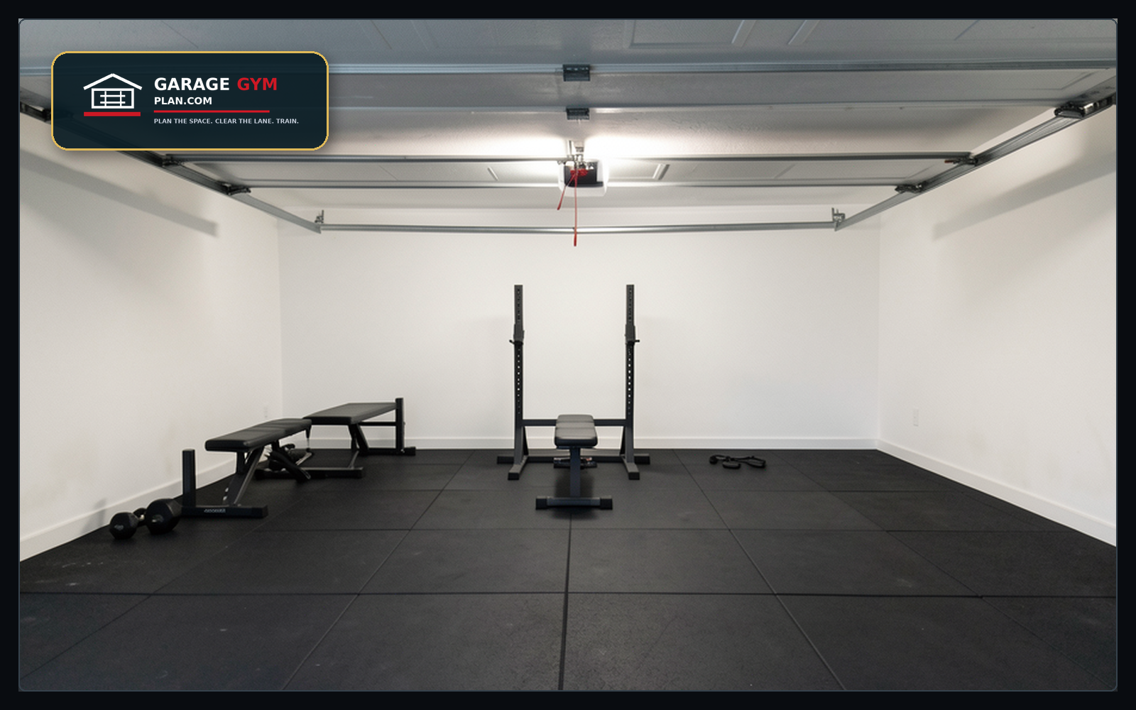 Power Rack Height infographic showing height clears the garage ceiling