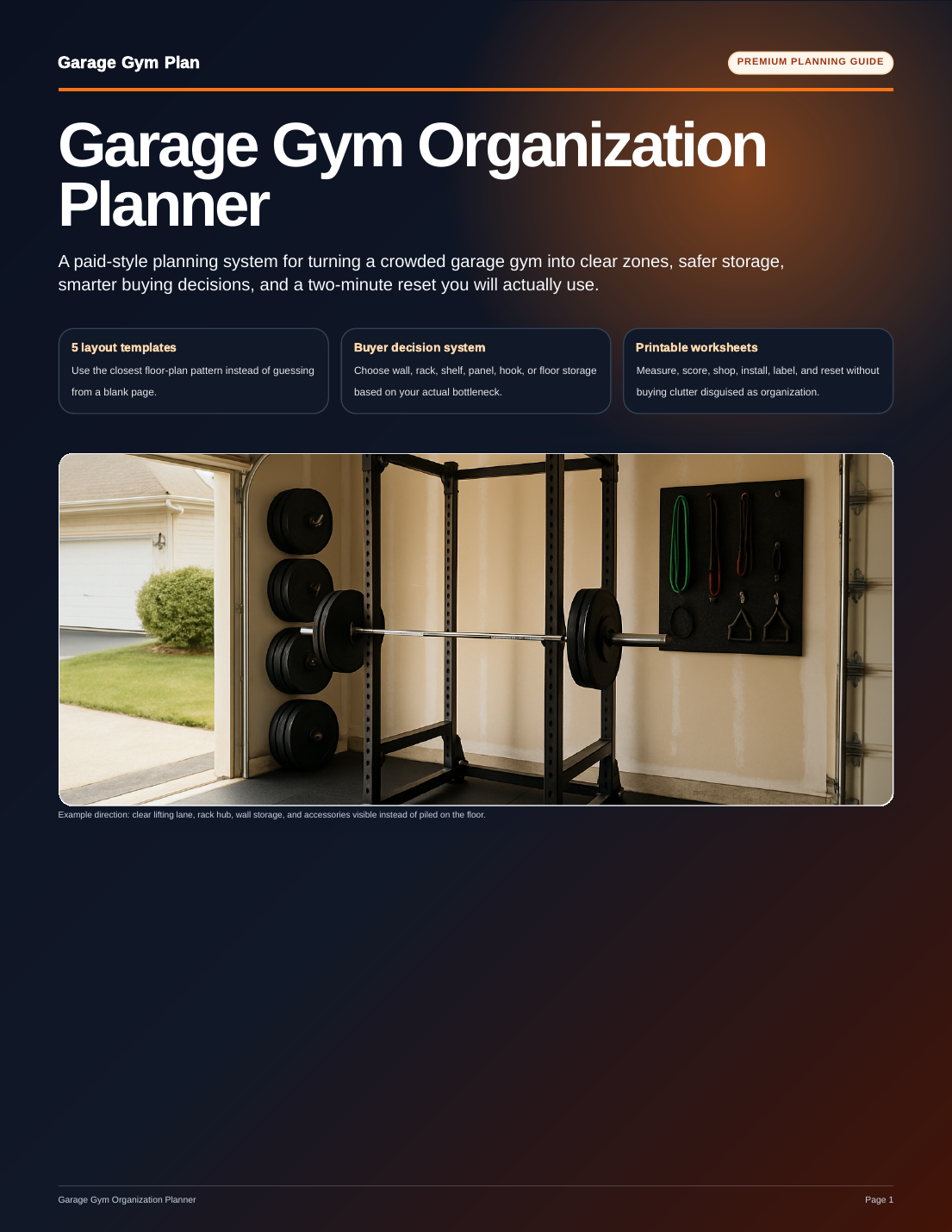 Garage Gym Organization Planner cover page preview